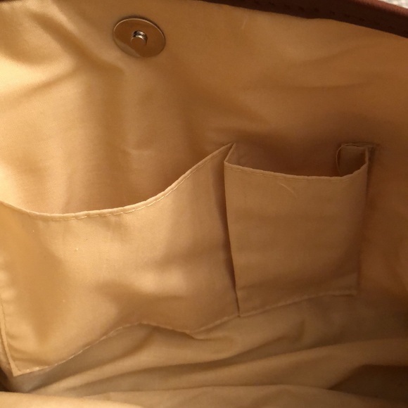 VINTAGE BAG STAW LOOK BROWN FAUX LEATHER TRIM TSC SNAP CLOSURE - #OS012 - Picture 4 of 14